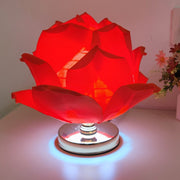 Dimmable Rose Shape Table Lamp - Romantic Floral Ambient Light with Metal Base for Bedroom, Living Room, and Lover Girlfriend Gift Wedding Anniversary Occasions - Pink - Size 15.7x11Inches
