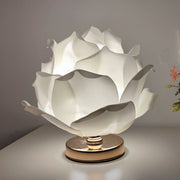 Dimmable Rose Shape Table Lamp - Romantic Floral Ambient Light with Metal Base for Bedroom, Living Room, and Lover Girlfriend Gift Wedding Anniversary Occasions - White-Pink - Size 15.7x11Inches