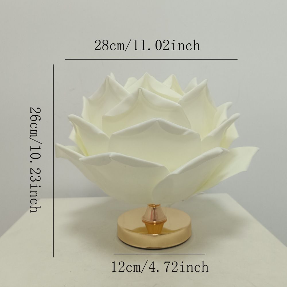 Dimmable Rose Shape Table Lamp – White (40 × 28cm)