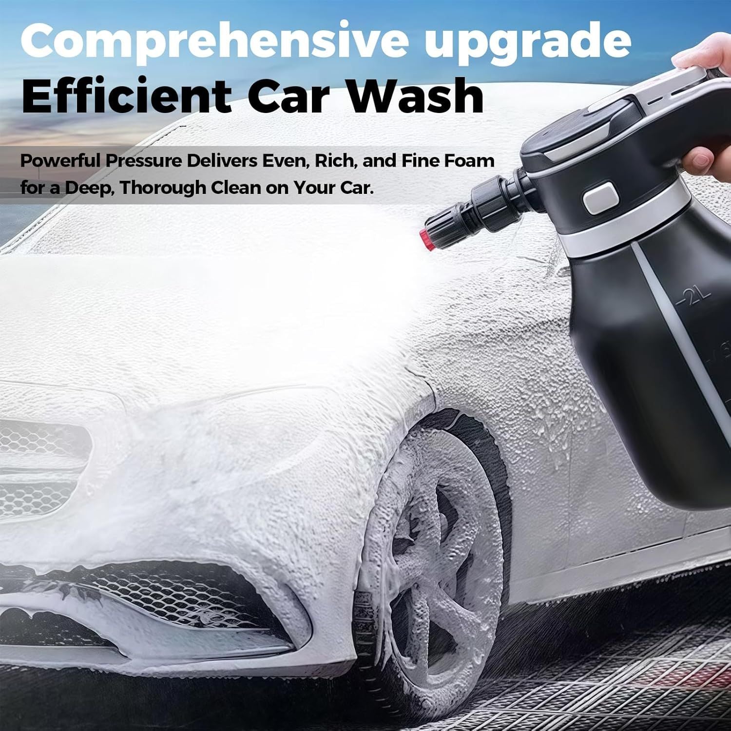 Electric Foam Sprayer – Rechargeable, 2L Tank, Adjustable Nozzle | Car Wash, Garden & Home | Black