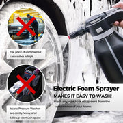 Electric Foam Sprayer – Rechargeable, 2L Tank, Adjustable Nozzle | Car Wash, Garden & Home | Black