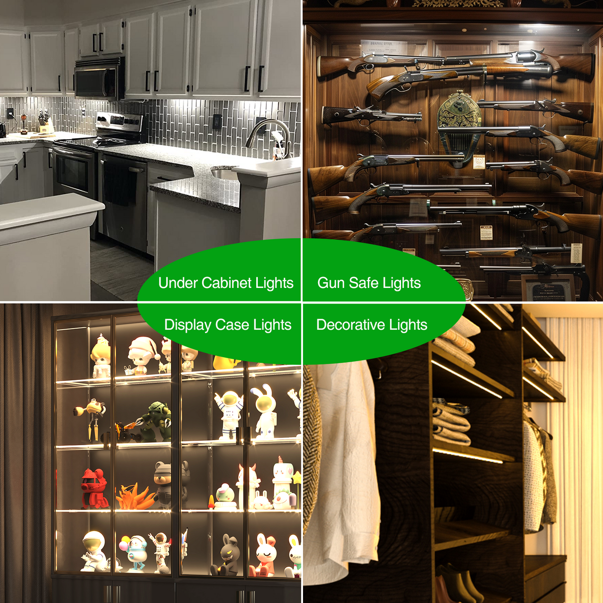LED Under-Cabinet Light Bars 4-Pack | 30cm, Dimmable, Plug-In