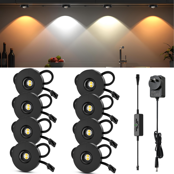 LED Under-Cabinet Puck Lights 8-Pack | Dimmable, Plug-In