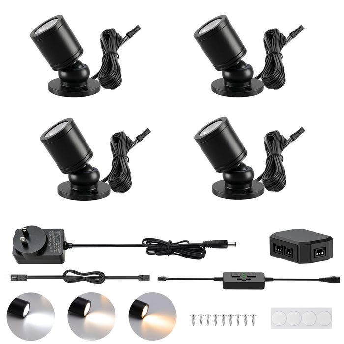 Adjustable LED Mini Spotlights 4-Pack | Dimmable, 12V