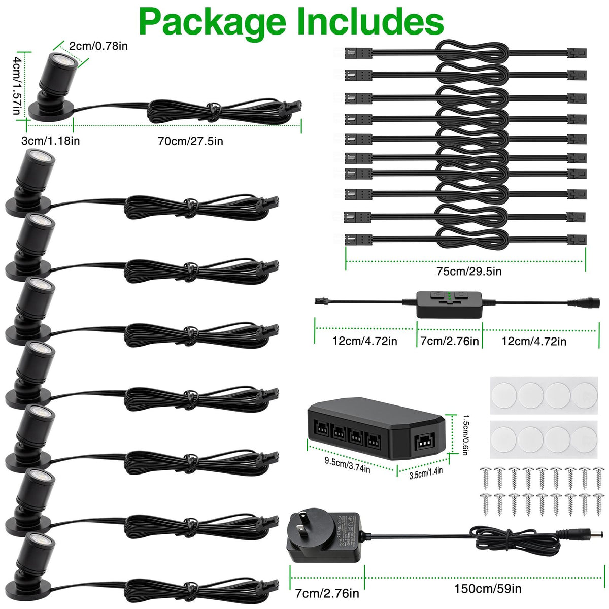 Adjustable LED Mini Spotlights 8-Pack | Dimmable, 12V