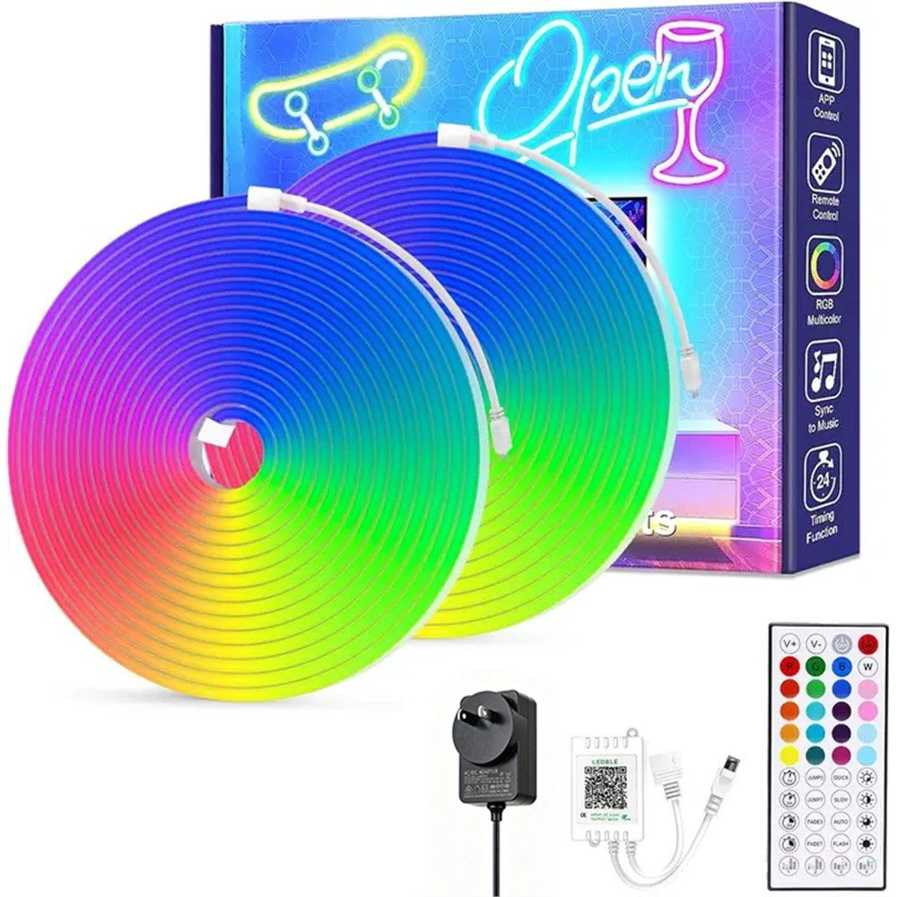 10m RGB LED Neon Rope Light | App & Remote Control, Music Sync