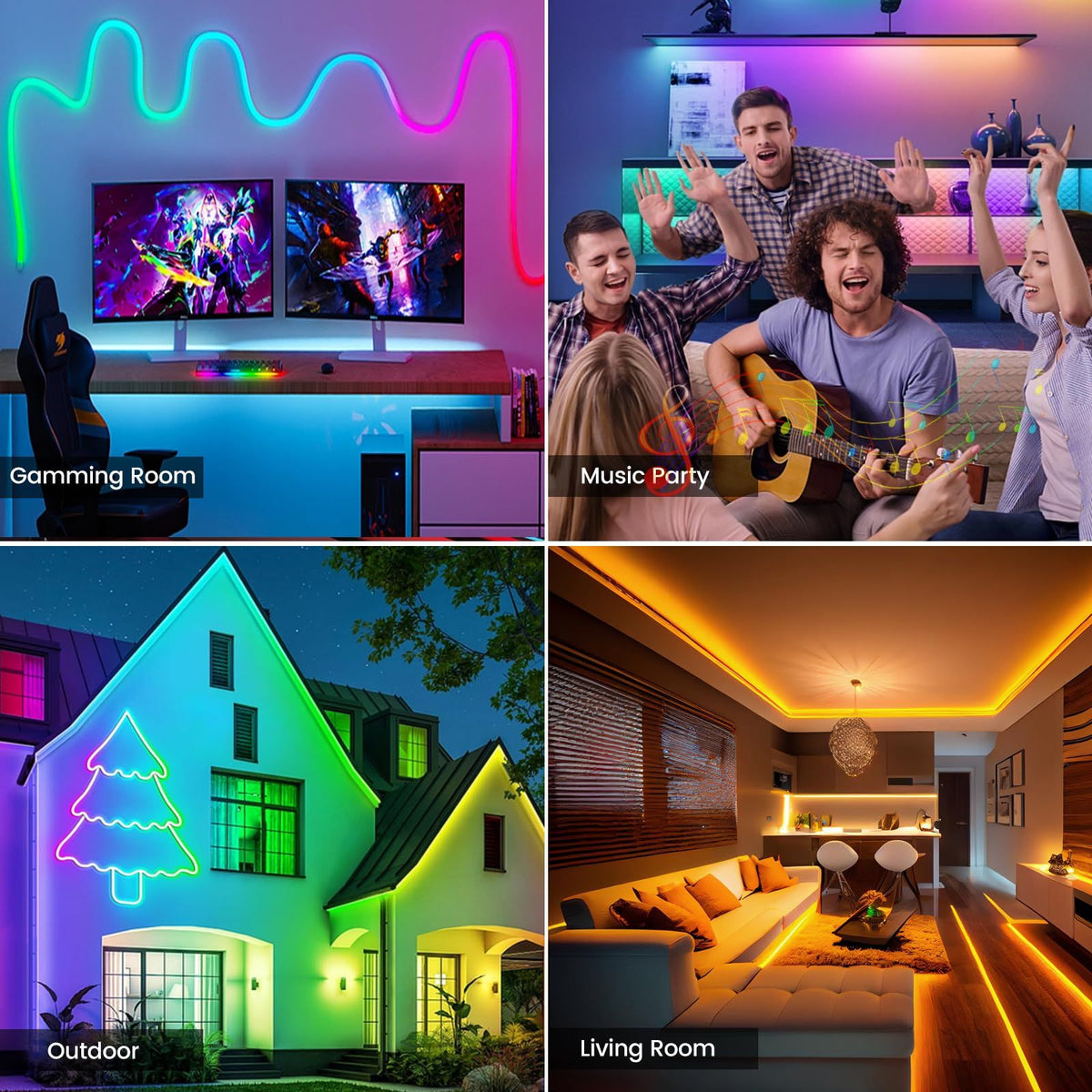 10m RGB LED Neon Rope Light | App & Remote Control, Music Sync