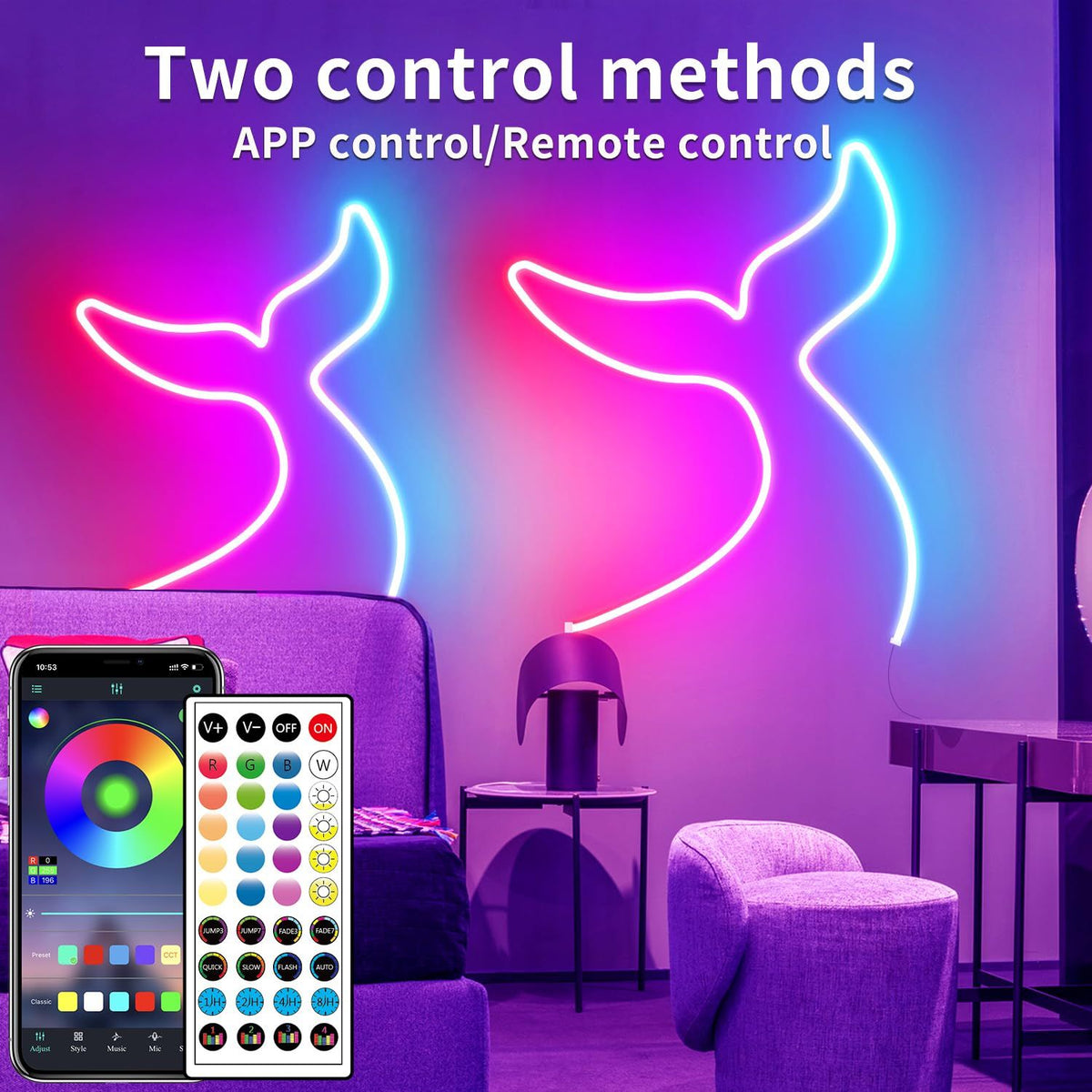 10m RGB LED Neon Rope Light | App & Remote Control, Music Sync