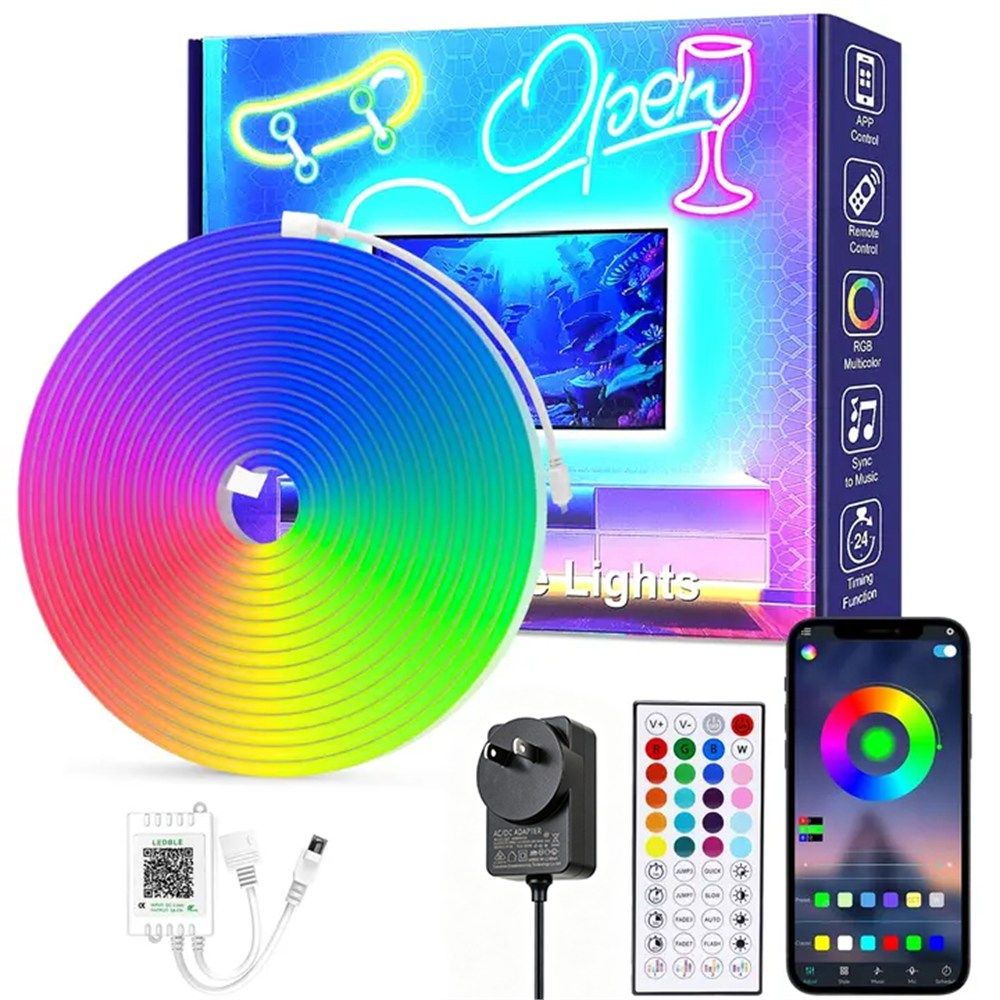 5m RGB LED Neon Rope Light | App & Remote Control, Music Sync