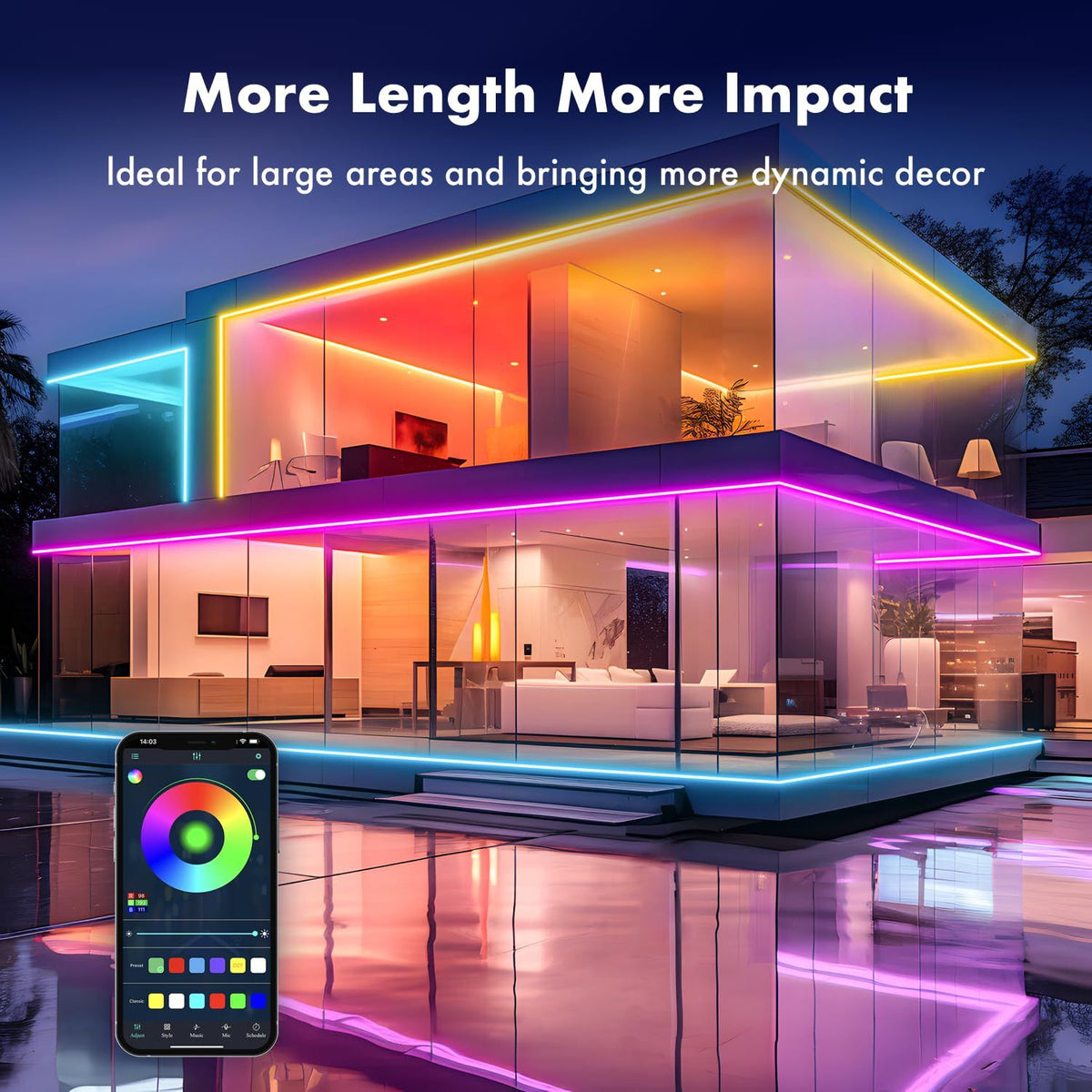 5m RGB LED Neon Rope Light | App & Remote Control, Music Sync