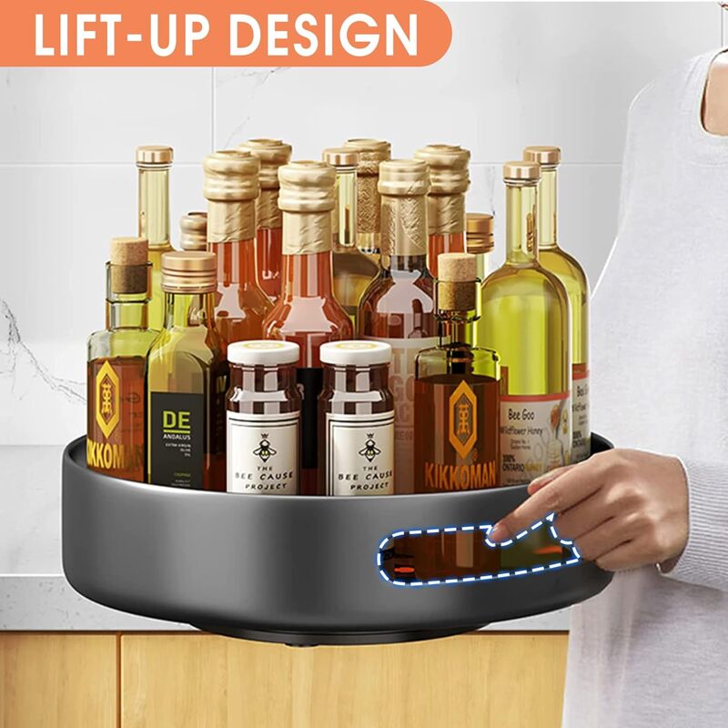 Metal Lazy Susan Turntable – 25.4cm Rotating Shelf | Powder-Coated Steel | Black