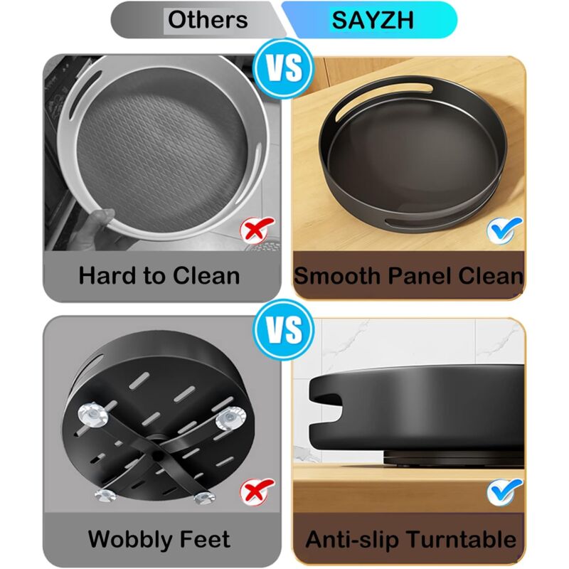 Metal Lazy Susan Turntable – 25.4cm Rotating Shelf | Powder-Coated Steel | Black