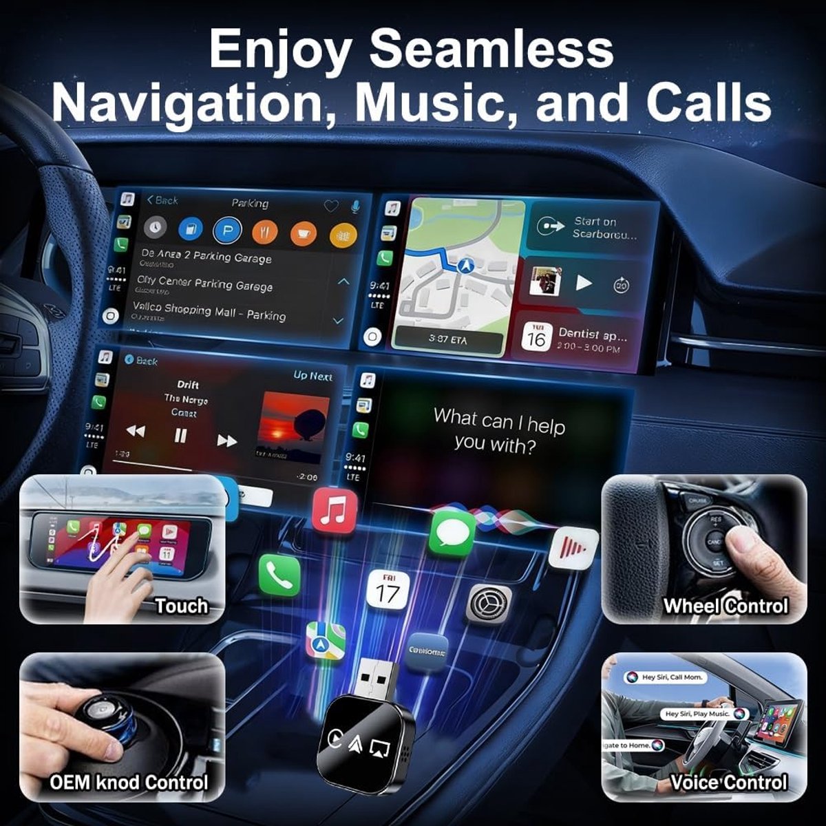 3-in-1 Wireless CarPlay & Android Auto Adapter – 2026 | Dual-Band Wi-Fi | Bluetooth 5.0