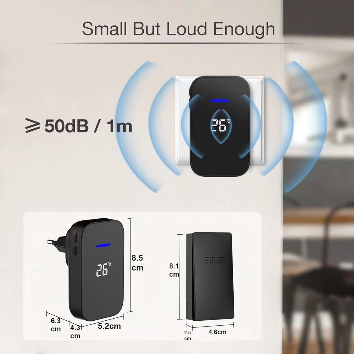 Wireless Doorbell Kit – Self-Powered Transmitter | 150m Range | IP65 | 2 Receivers
