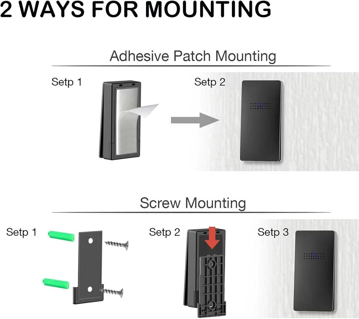 Wireless Doorbell Kit – Self-Powered Transmitter | 150m Range | IP65 | 2 Receivers