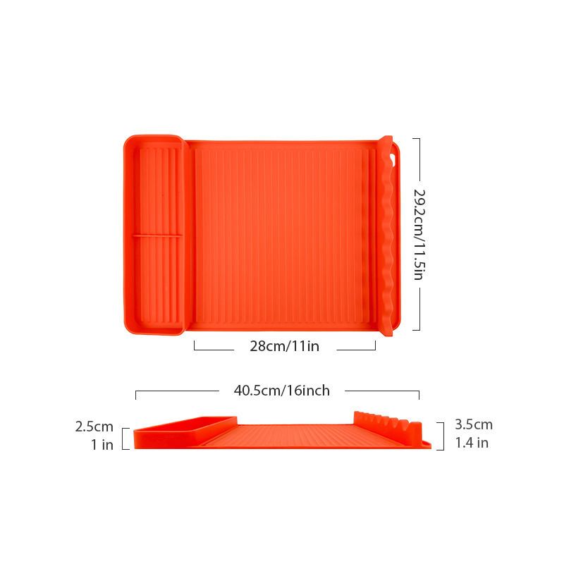 Silicone Grill Tool Mats 2-Pack – Heat Resistant, Non-Slip BBQ Side Shelf Mats | 16 x 11.5 inch | Orange