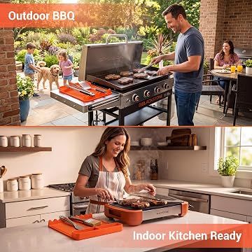 Silicone Grill Tool Mats 2-Pack – Portable BBQ Shelf Mats for Camping & Outdoor Cooking | 16 x 11.5 inch | Black