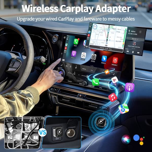 2-in-1 Wireless CarPlay & Android Auto Adapter – Wired to Wireless | Compact USB