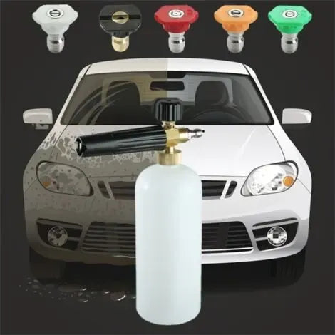 Premium Foam Cannon | 1L Bottle | 1/4" Quick Connect | 5 Nozzle Tips | Pressure Washer Car Wash