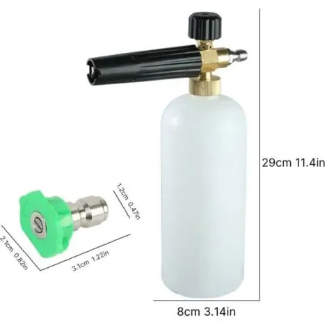Premium Foam Cannon | 1L Bottle | 1/4" Quick Connect | 5 Nozzle Tips | Pressure Washer Car Wash