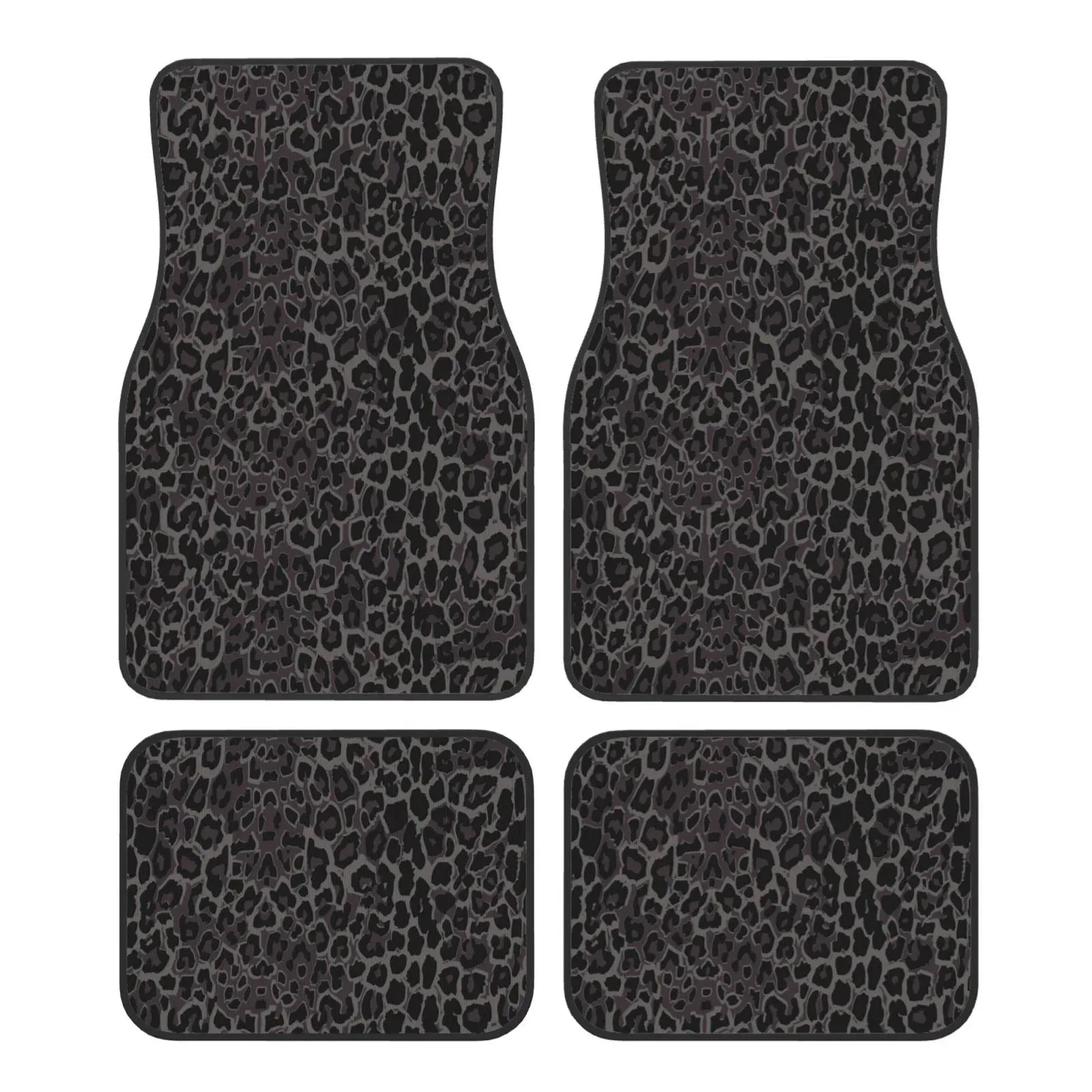 Premium Car Floor Mats 4-Piece Set | Universal Fit Cars SUVs Trucks | Front & Rear | Leopard Print