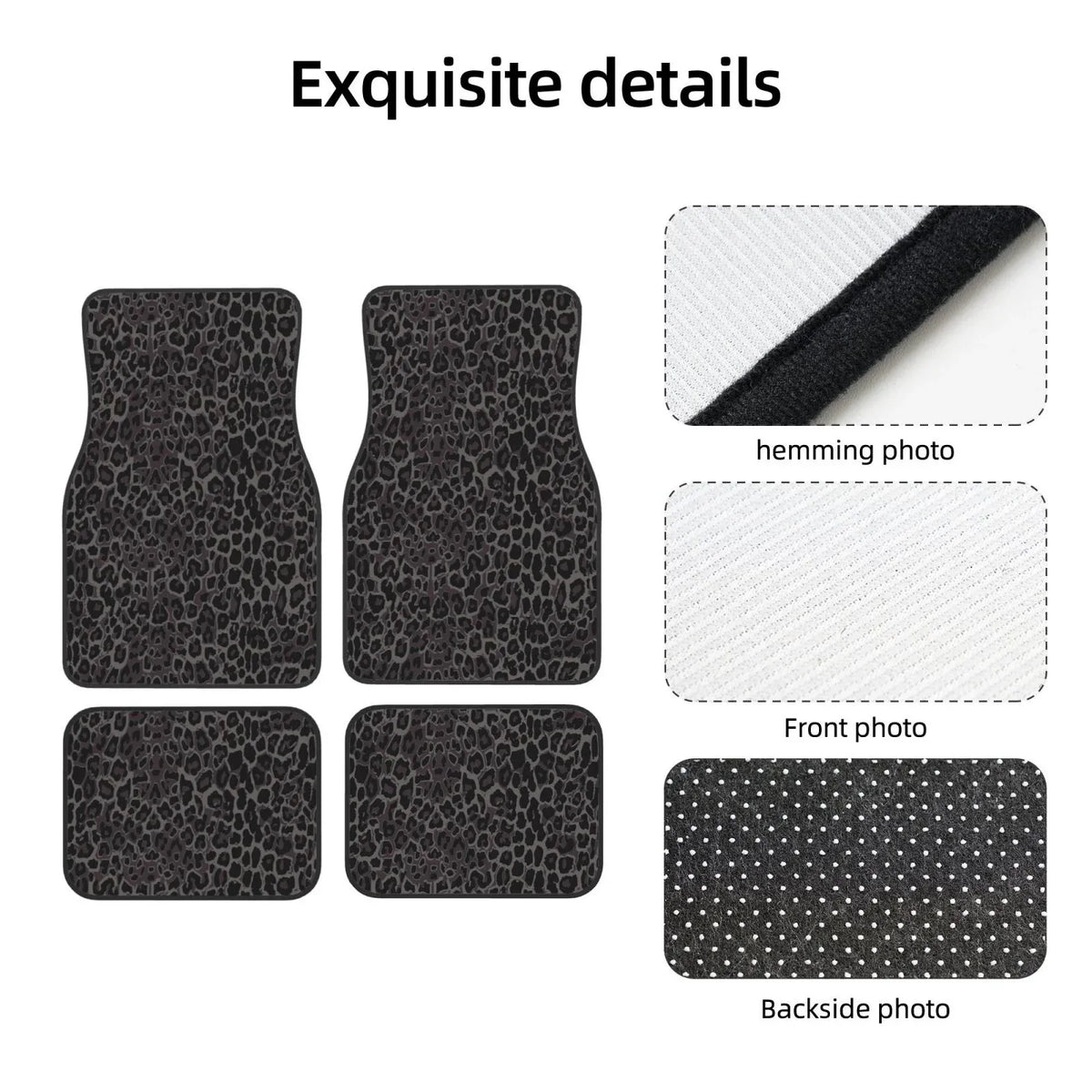 Premium Car Floor Mats 4-Piece Set | Universal Fit Cars SUVs Trucks | Front & Rear | Leopard Print