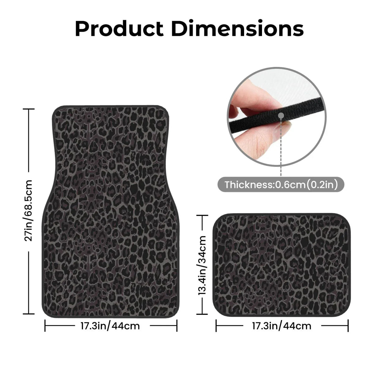 Premium Car Floor Mats 4-Piece Set | Universal Fit Cars SUVs Trucks | Front & Rear | Leopard Print