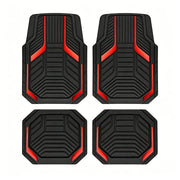 Heavy-Duty Premium Rubber Car Floor Mats Set | Aluminium Film | Anti-Slip | All-Weather | Red