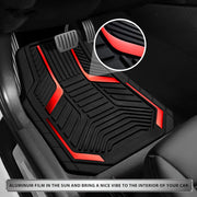 Heavy-Duty Premium Rubber Car Floor Mats Set | Aluminium Film | Anti-Slip | All-Weather | Red