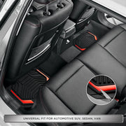 Heavy-Duty Premium Rubber Car Floor Mats Set | Aluminium Film | Anti-Slip | All-Weather | Red