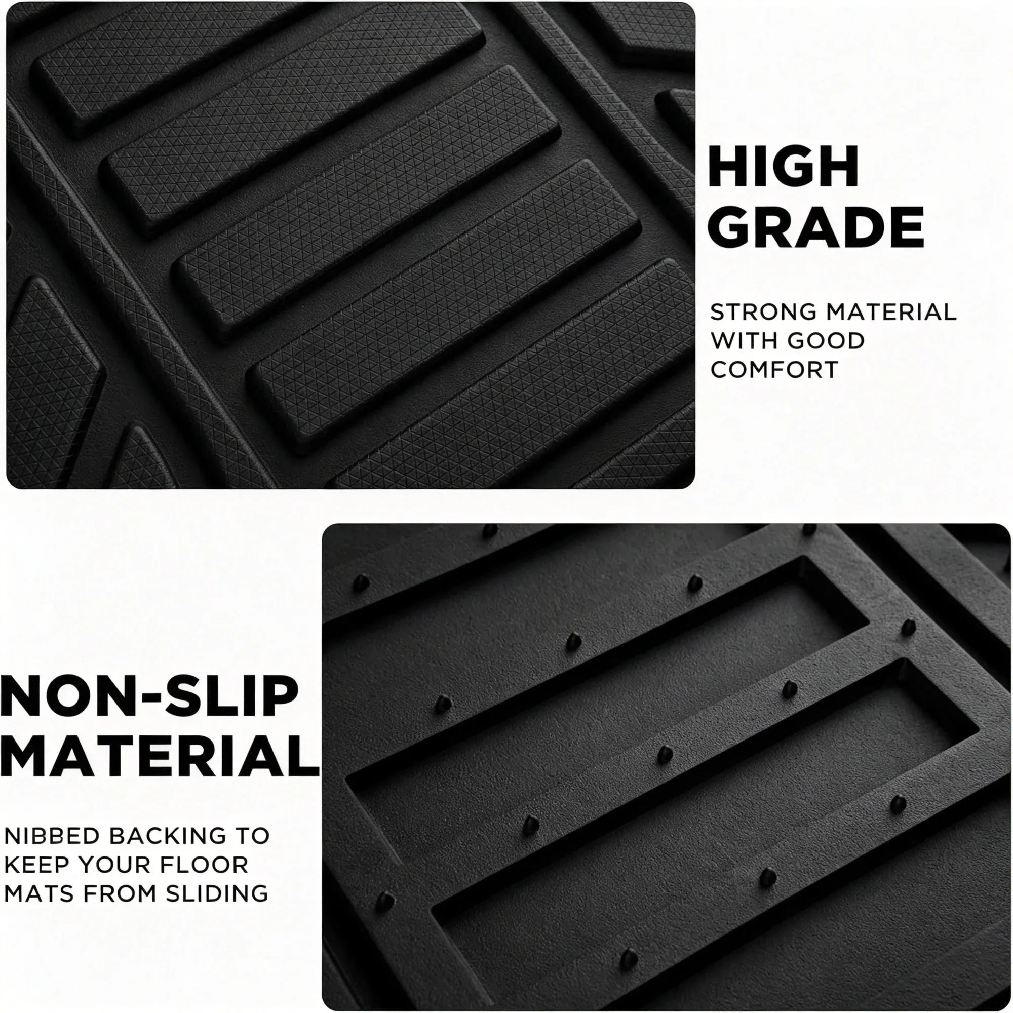Heavy-Duty Premium Rubber Car Floor Mats Set | Aluminium Film | Anti-Slip | All-Weather | Red