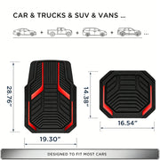 Heavy-Duty Premium Rubber Car Floor Mats Set | Aluminium Film | Anti-Slip | All-Weather | Red