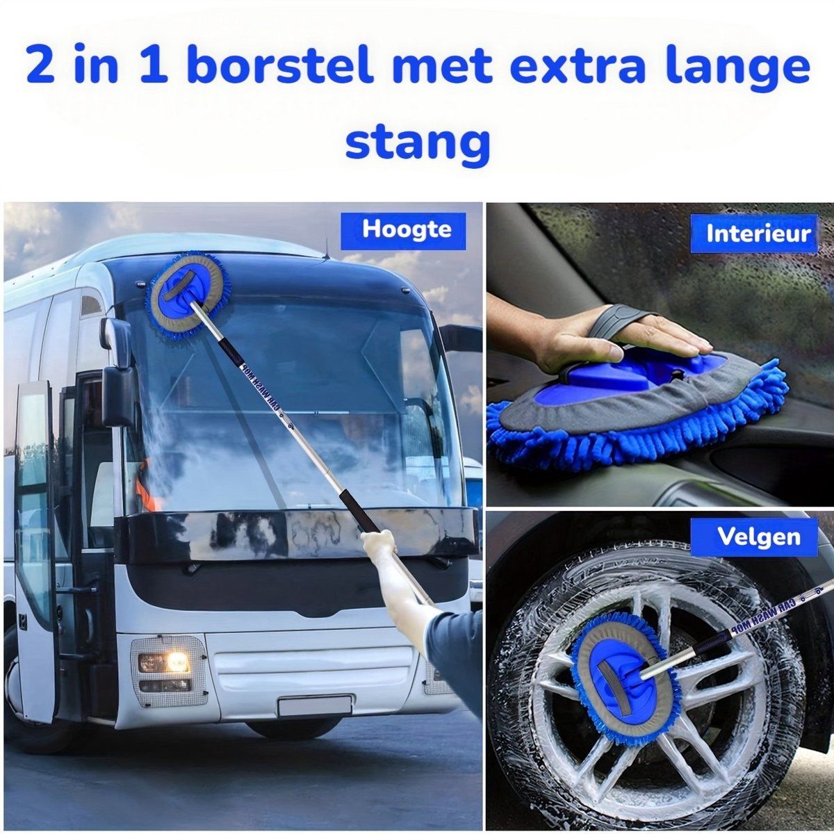 Telescopic Car Wash Brush – Detachable 2-in-1 Microfibre | Extends to 160cm