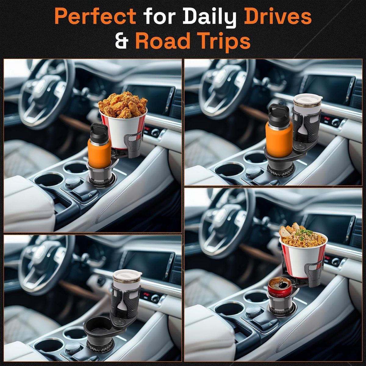 2-in-1 Adjustable Car Cup Holder Extender | Fits Large Water Bottles & Tumblers | Universal Fit