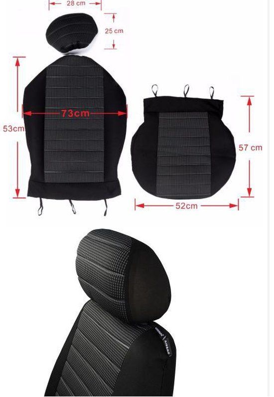 Universal Front Car Seat Covers – Black & Red (2-Seat Set)