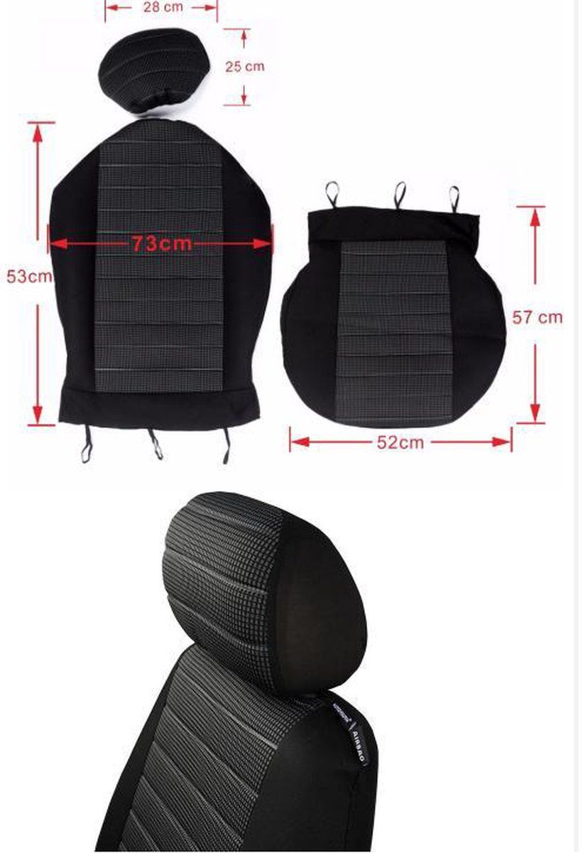 Universal Front Car Seat Covers – Grey (2-Seat Set)