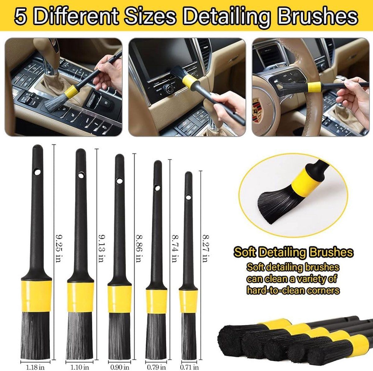 Car Wash & Detailing Kit 22-Piece | Polishing Tools, Rim Brush & Interior/Exterior Car Care