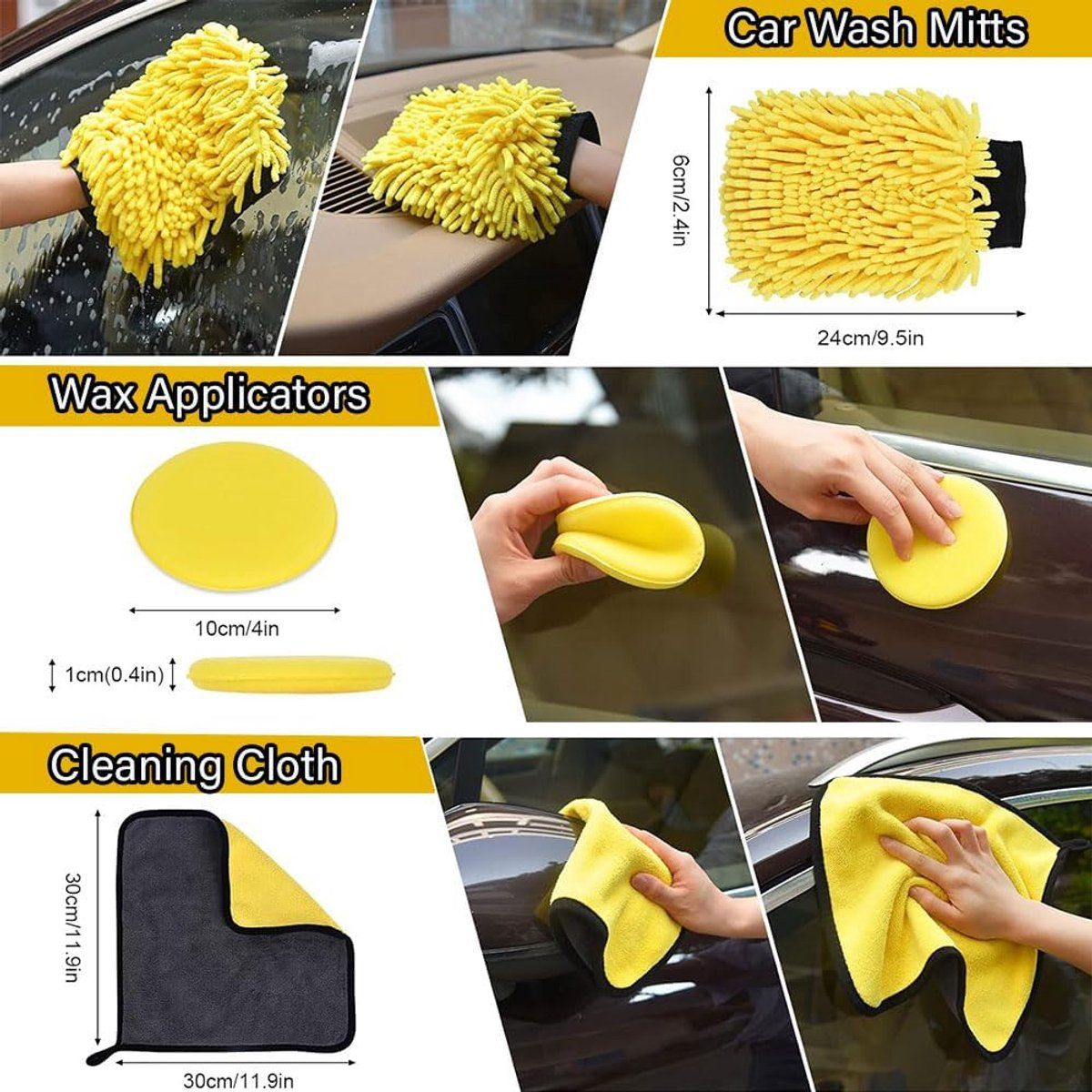 Car Wash & Detailing Kit 22-Piece | Polishing Tools, Rim Brush & Interior/Exterior Car Care