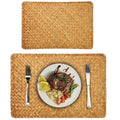 Farmhouse Wicker Placemats,Woven Rattan Place Mat,Rectangular Table Pat,Hand Bamboo Tea Cup Mat,Natural Straw Placemat,Hand-woven Place Mats for Dining Table Home Kitchen Picnic 2Pcs