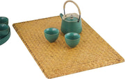 Farmhouse Wicker Placemats,Woven Rattan Place Mat,Rectangular Table Pat,Hand Bamboo Tea Cup Mat,Natural Straw Placemat,Hand-woven Place Mats for Dining Table Home Kitchen Picnic 2Pcs