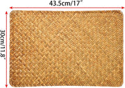 Farmhouse Wicker Placemats,Woven Rattan Place Mat,Rectangular Table Pat,Hand Bamboo Tea Cup Mat,Natural Straw Placemat,Hand-woven Place Mats for Dining Table Home Kitchen Picnic 2Pcs