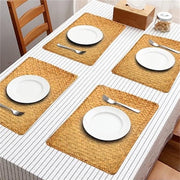 Farmhouse Wicker Placemats,Woven Rattan Place Mat,Rectangular Table Pat,Hand Bamboo Tea Cup Mat,Natural Straw Placemat,Hand-woven Place Mats for Dining Table Home Kitchen Picnic 2Pcs