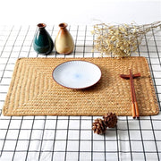 Farmhouse Wicker Placemats,Woven Rattan Place Mat,Rectangular Table Pat,Hand Bamboo Tea Cup Mat,Natural Straw Placemat,Hand-woven Place Mats for Dining Table Home Kitchen Picnic 2Pcs