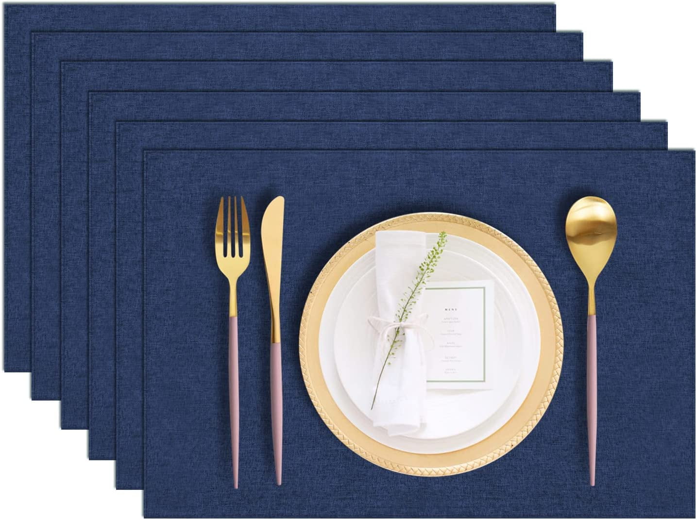 Cotton Linen Placemats Set of 6 – Navy Blue