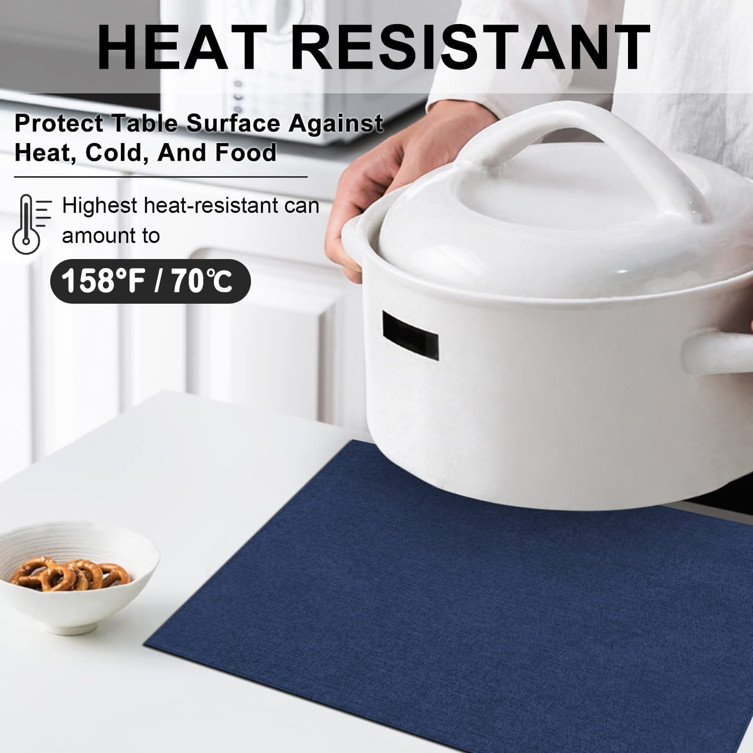 Cotton Linen Placemats Set of 6 – Navy Blue