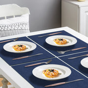 Cloth Placemats Set of 6, Cotton Linen Blend Machine Washable Durable Linen Table Mats, Heat Resistant Placemats Wrinkle Free Place Mats for Dining Table, Easy to Clean (Navy Blue, 6)