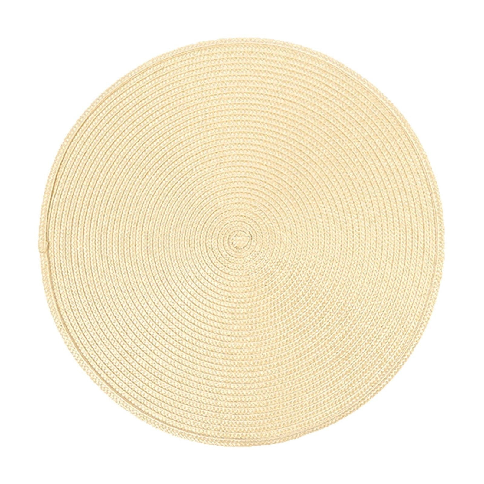 Round Braided Placemats Table Mats for Dining Tables Woven Washable Non-Slip Place mats 15 inch K