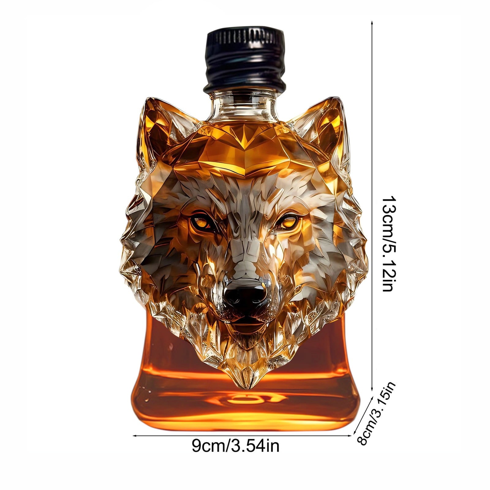 3D Wolf Head Whiskey Decanter Bottle – Clear Glass