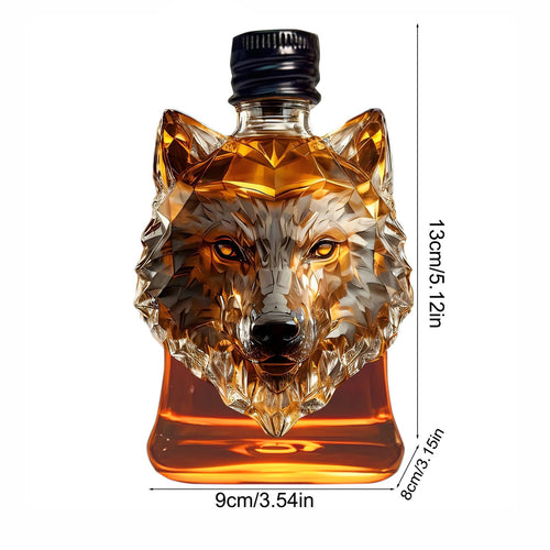 3D Wolf Head Whiskey Decanter Bottle – Clear Glass