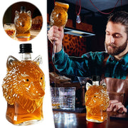 Wolf Whiskey Bottle, Funny Wolf Whiskey Bottle, 3D Wolf Shape Glass, Wine Decanter for Men Dad, Home Bar Dachshund Lover Decor E